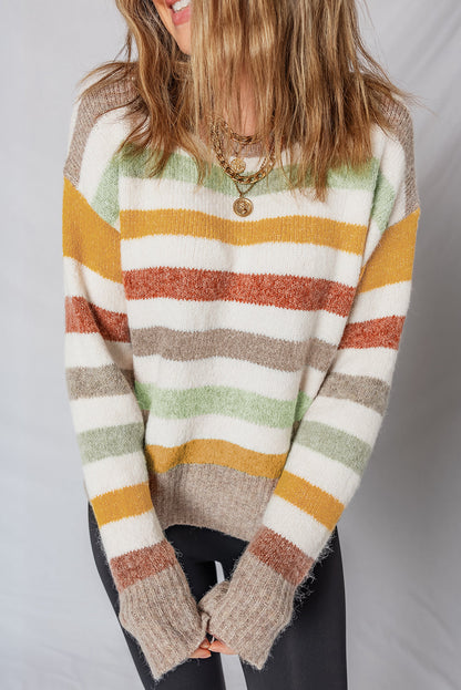 Threaded Pear Vivian Stripe Crew Neck Sweater