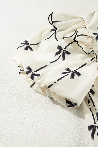 Threaded Pear Maisie Bow Bubble Sleeve Blouse