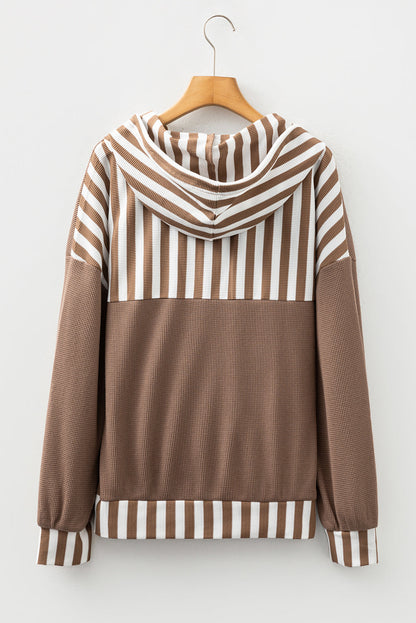 Threaded Pear Tilly Striped Patchwork Drawstring Hoodie