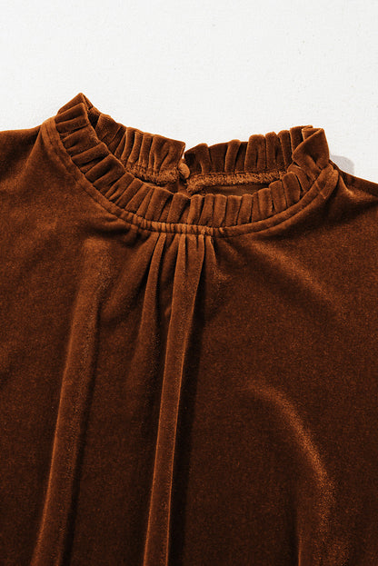 Threaded Pear Josephine Puff Sleeve Velvet Top