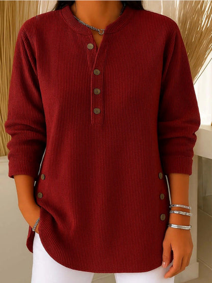 Women’s V-Neck Button-Down Sweater | Fashion Casual Solid Color Long-Sleeved Top | Elegant Knit Blouse T-Shirt for Women | Trendy Minimalist Soft-Touch Pullover | 2026 High-Fashion Lightweight Winter & Autumn Clothing