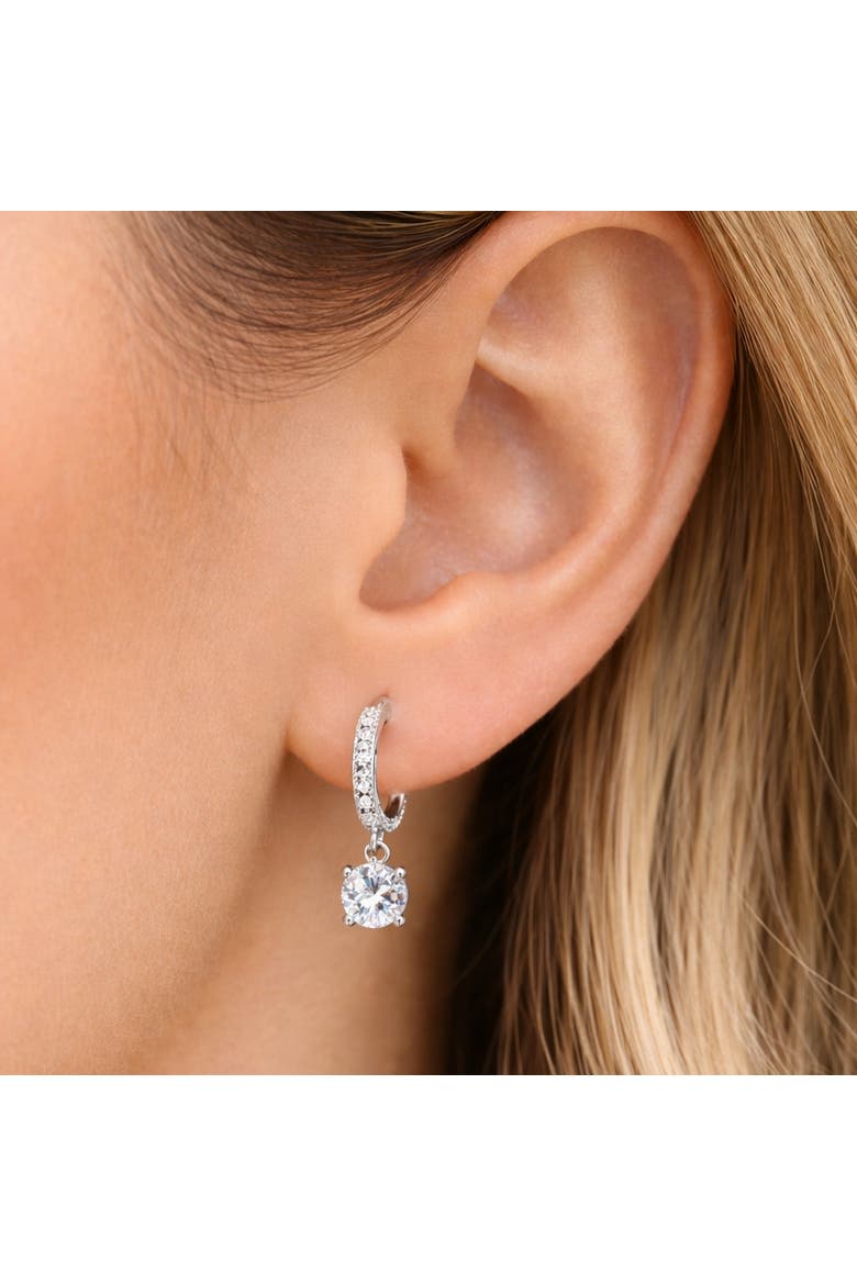 Crystal Huggie Drop Hoop Earrings