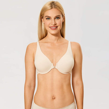 Front Closure Unlined Plunge Comfort Bra