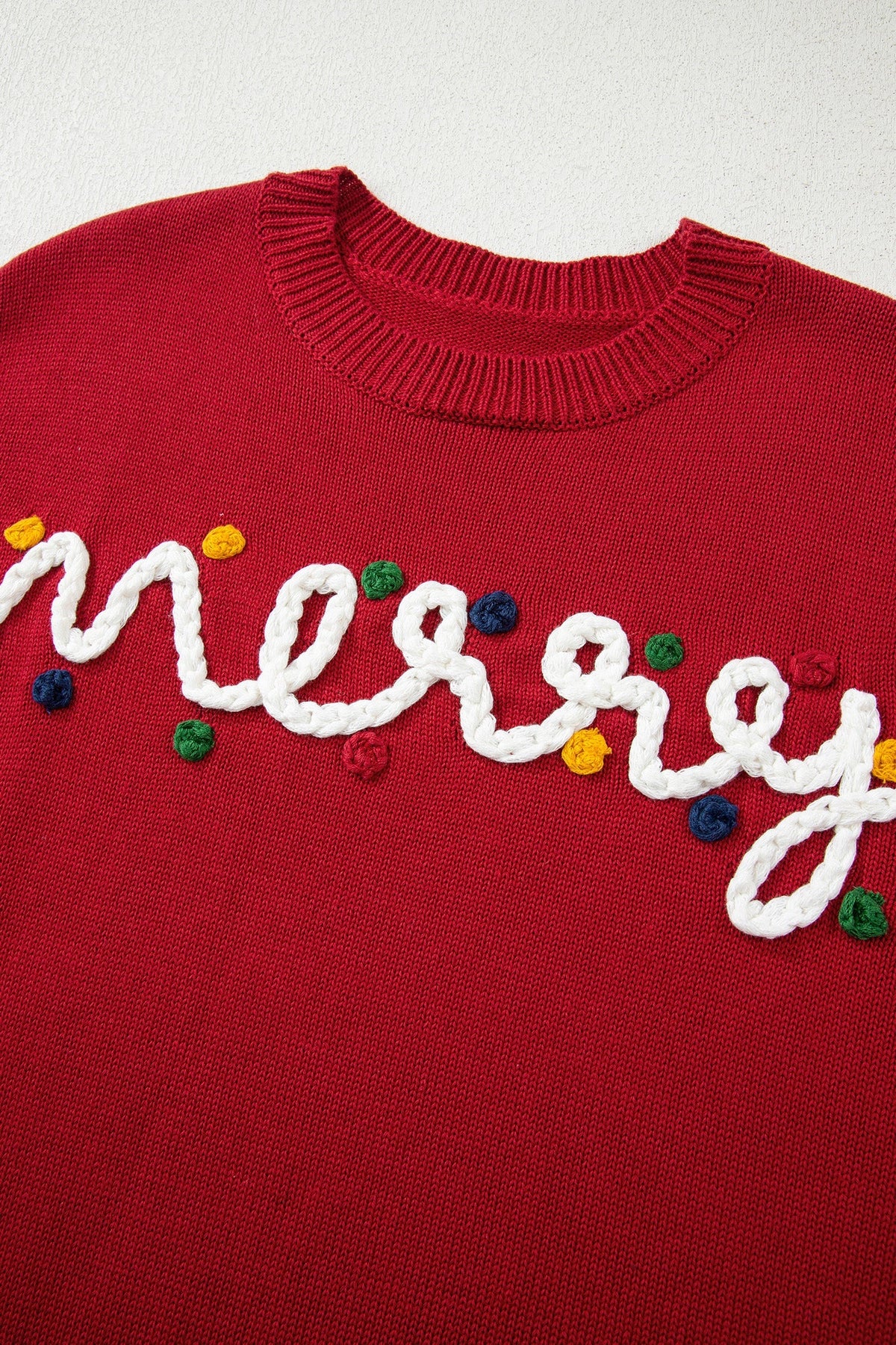 Threaded Pear Jade Christmas Drop Shoulder Sweater