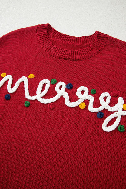 Threaded Pear Jade Christmas Drop Shoulder Sweater