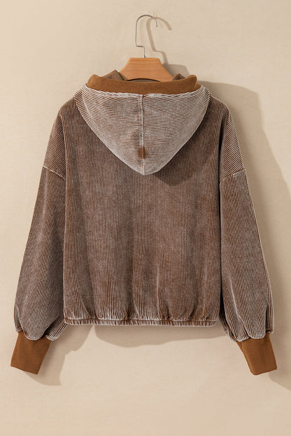 Threaded Pear Abigail Kangaroo Drawstring Corduroy Hoodie