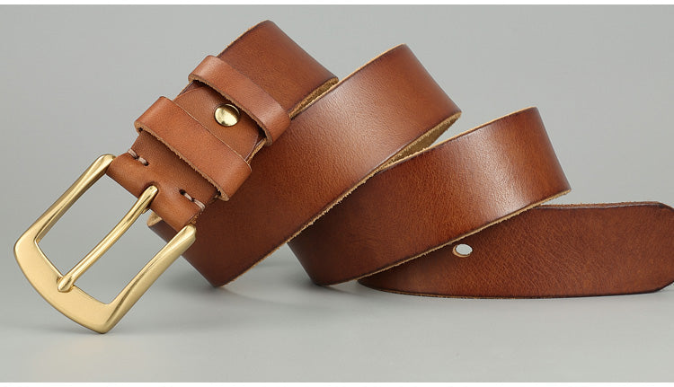 Men’s Handmade Genuine Cowhide Leather Belt | Casual Trend Vintage Waistband | High-Sense Durable Real Leather Belt | Premium Hand-Crafted Accessory for Men