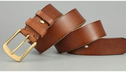 Men’s Handmade Genuine Cowhide Leather Belt | Casual Trend Vintage Waistband | High-Sense Durable Real Leather Belt | Premium Hand-Crafted Accessory for Men