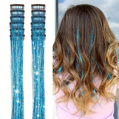 Laser-thread Colorful Shiny Seamless Hair Extensions