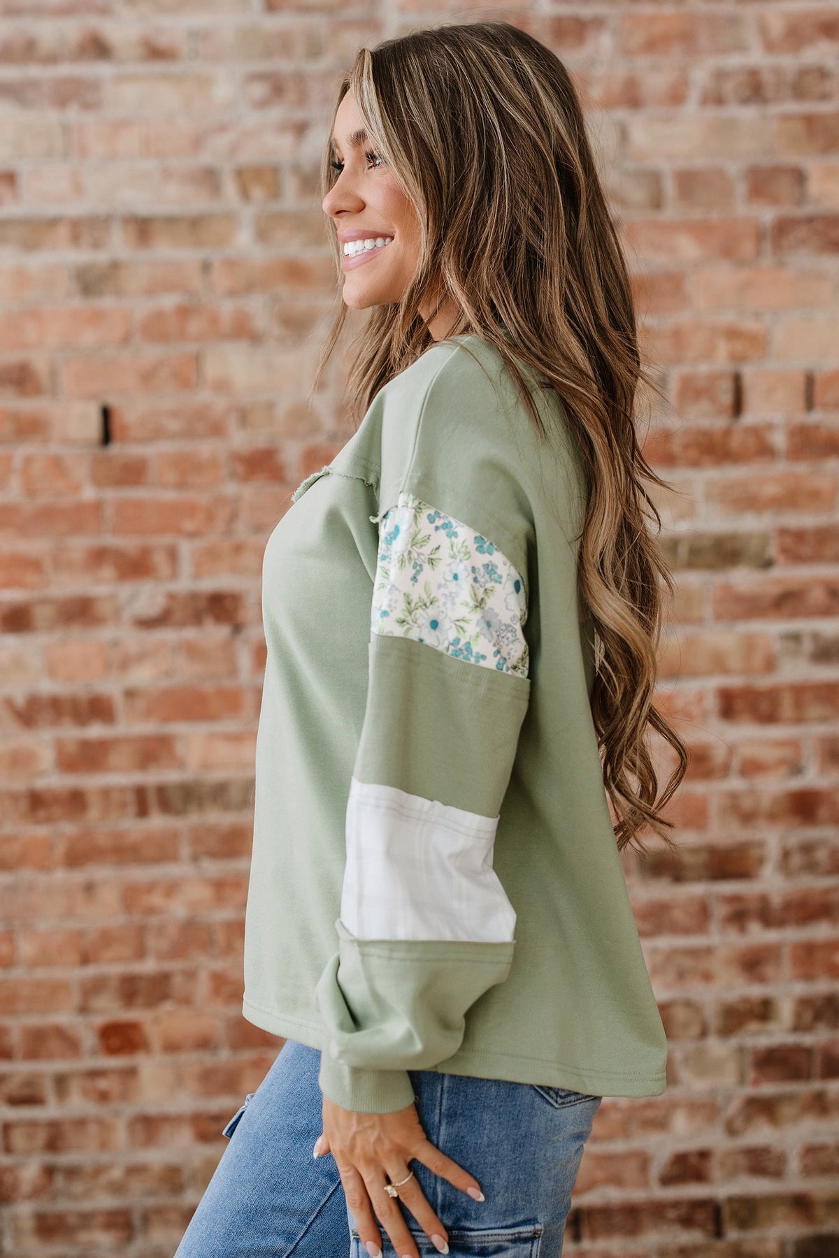 Threaded Pear Oaklee Relaxed French Terry Top