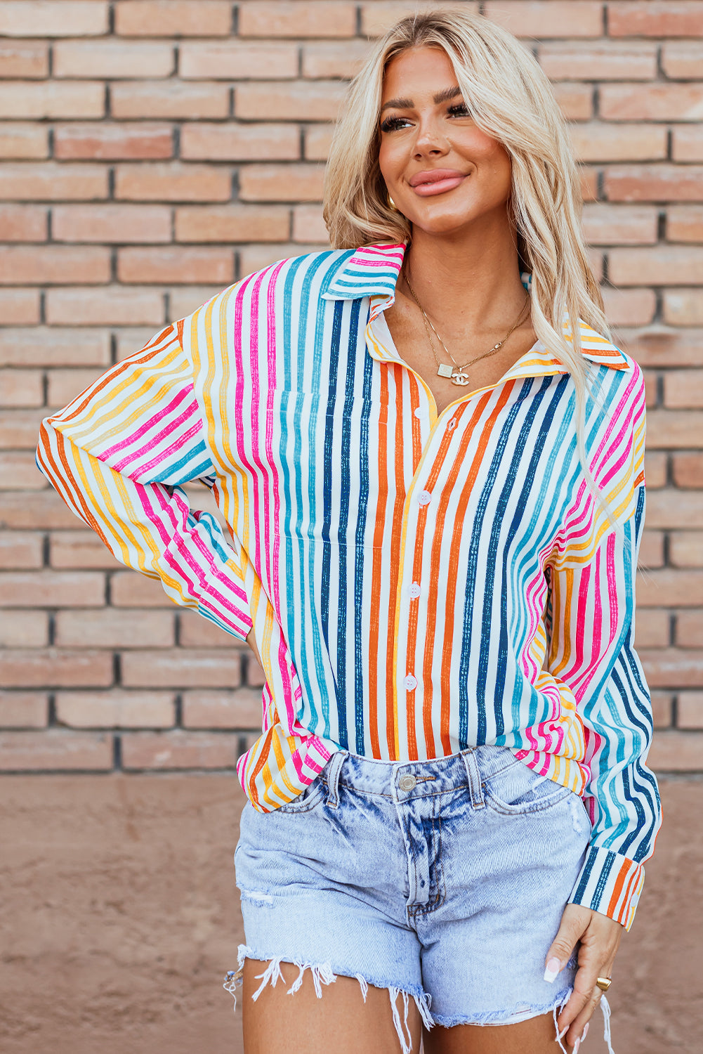 Threaded Pear Winter Drop Shoulder Loose Shirt