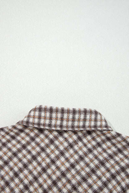 Threaded Pear Ava Flap Patchwork Plaid Shacket