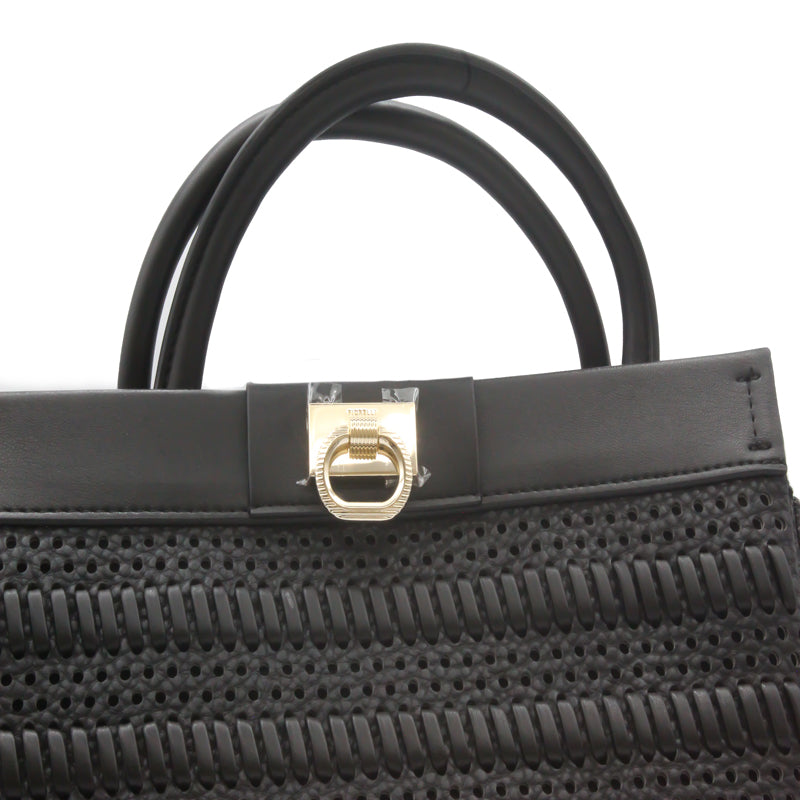 Fiorelli Handbag Flossy Black Weave Grab HandBag