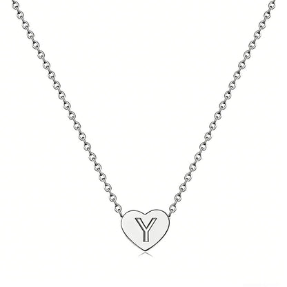 Dainty Initial Heart Necklace Personalized 26 Letters Available