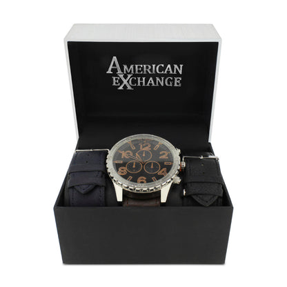 American Exchange Silver Mens Watch With Interchangeable Straps 5314