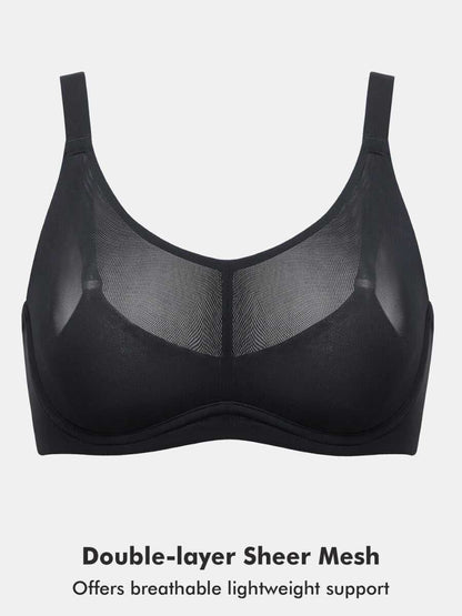 Sheer Double-Layer Mesh Full Coverage Underwire Support Bra