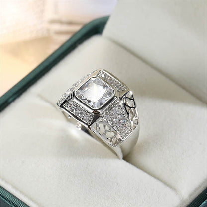 Crystal & Cubic Zirconia Openwork Bezel Cushion-Cut Ring