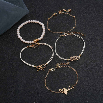 Acrylic & Polyster Goldtone Beach Bracelet Set
