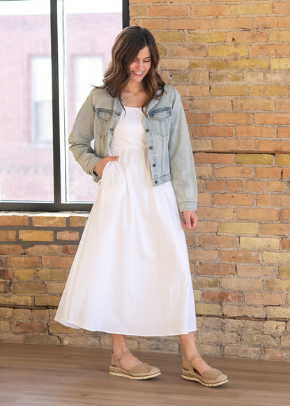 Eleanor White A-line Maxi Dress