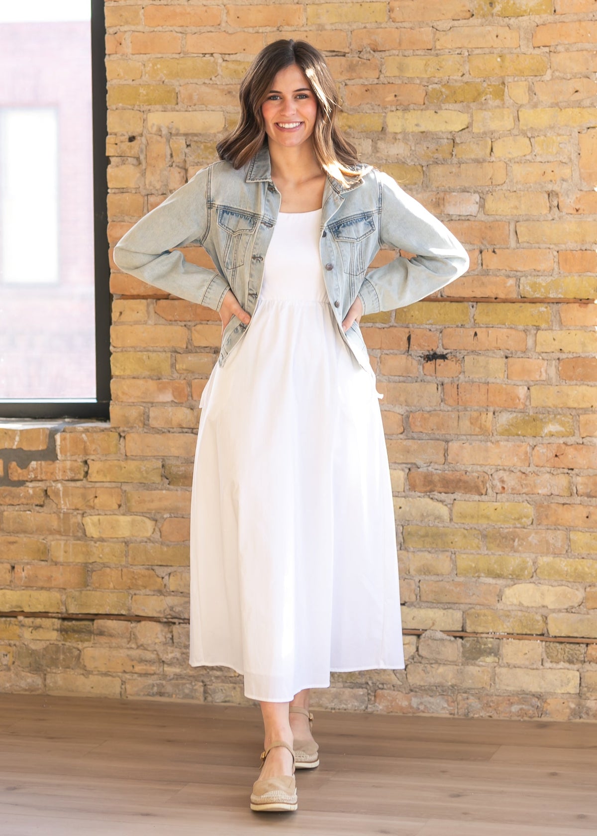 Eleanor White A-line Maxi Dress