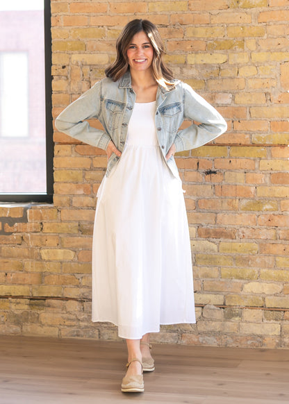 Eleanor White A-line Maxi Dress