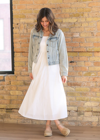 Eleanor White A-line Maxi Dress