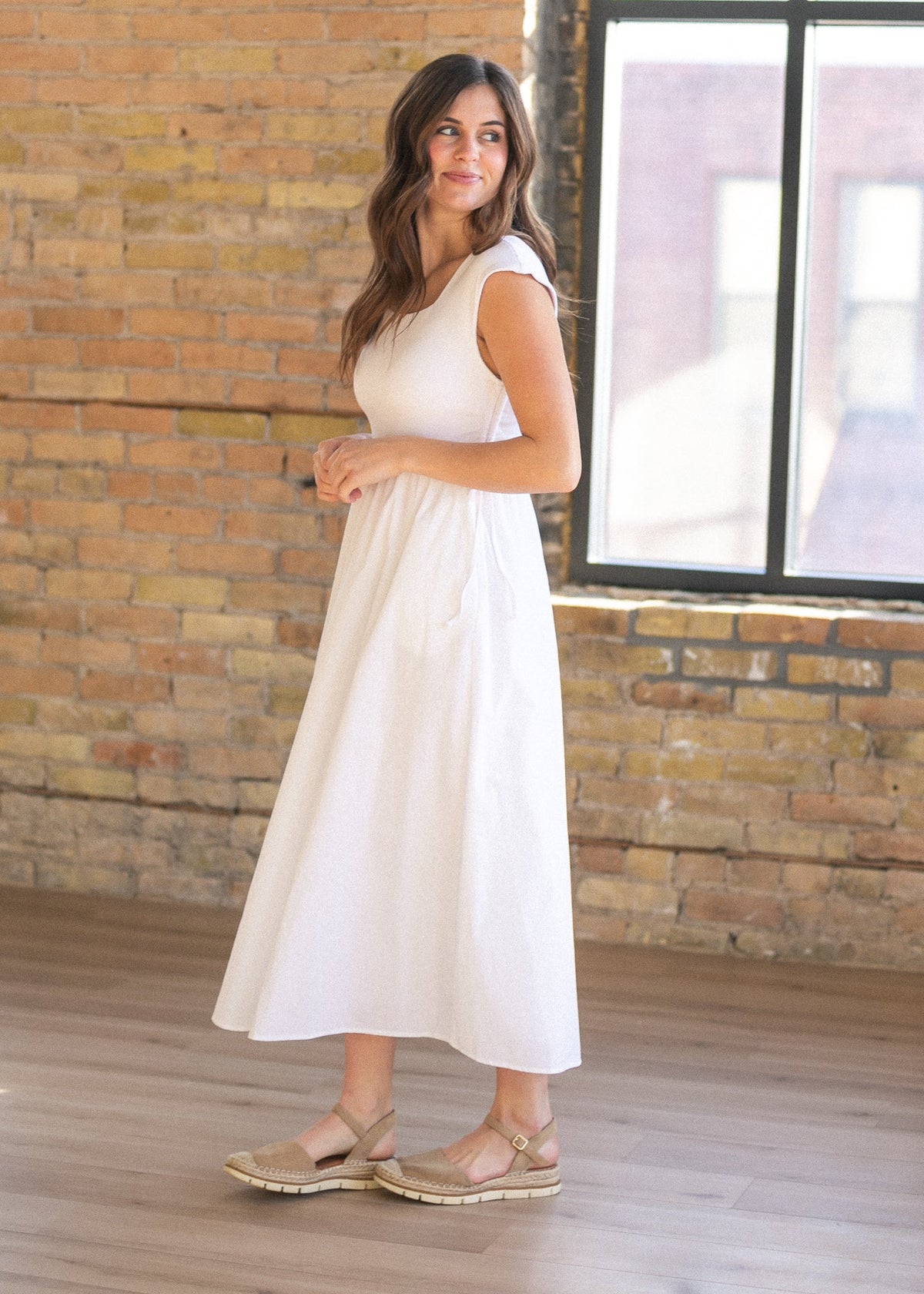 Eleanor White A-line Maxi Dress