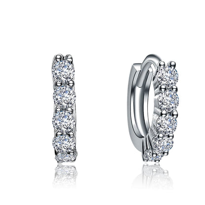 Elegant White Gold Plated Cubic Zirconia Huggie Hoop Earrings