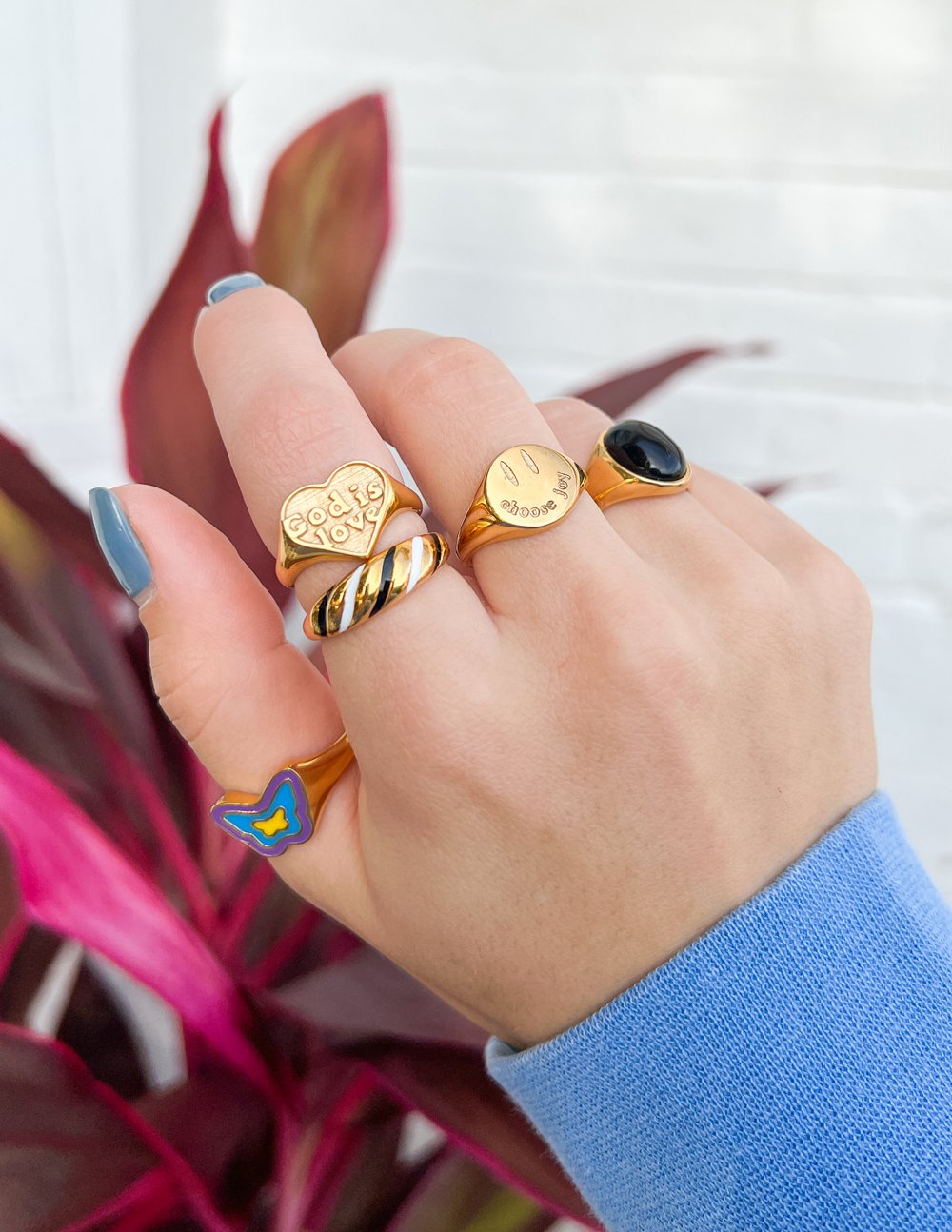 Elevated Faith Enamel Croissant Ring