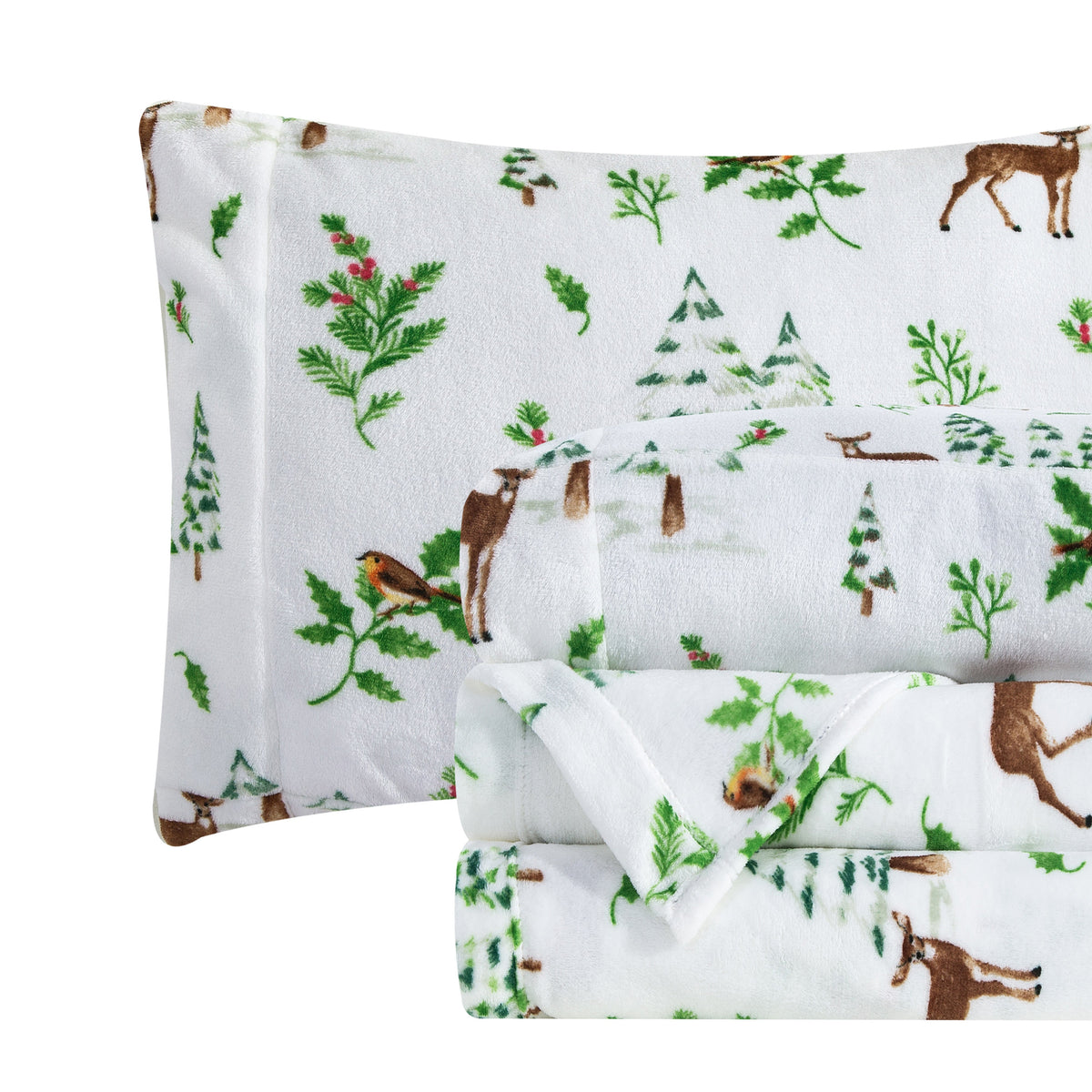 Elegant Comfort 4-Piece Holiday Christmas Velvet Plush Flannel Sheet Set