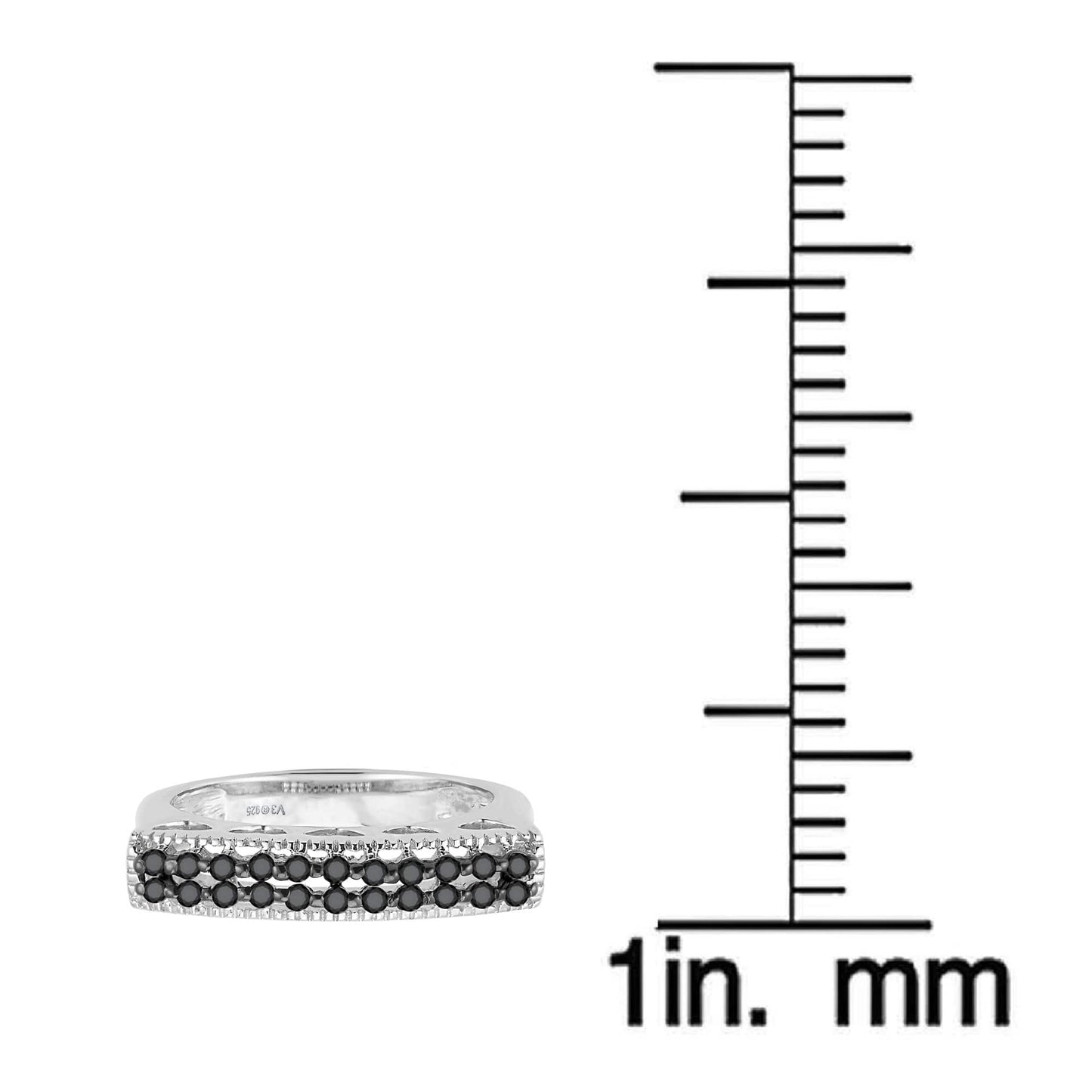 V3 Jewelry Sterling Silver Natural Black Diamond Band Ring