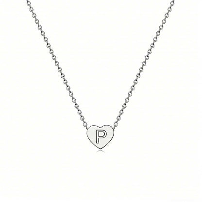 Dainty Initial Heart Necklace Personalized 26 Letters Available