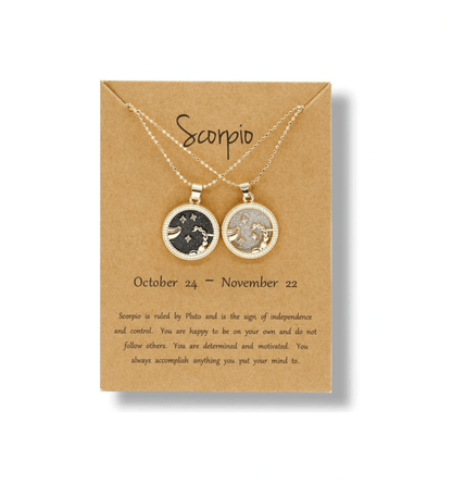 Crystal & 18K Goldtone Plated Zodiac Circular Set of 2 Pendant Necklaces - Scorpio