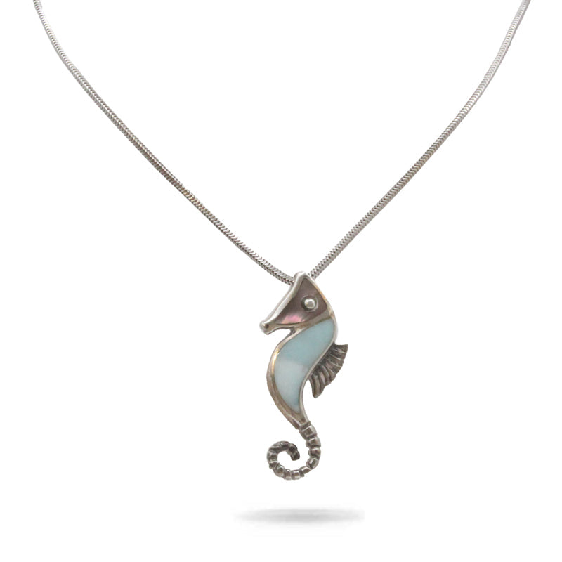Seahorse Larimar Stone Sterling Silver Necklace By Marahlago