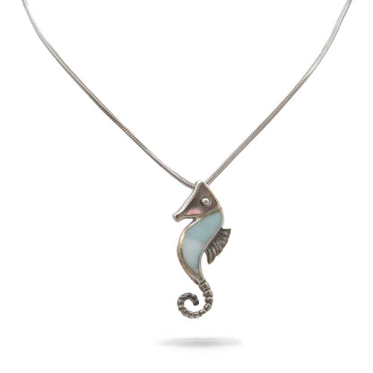 Seahorse Larimar Stone Sterling Silver Necklace By Marahlago