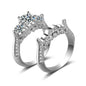 Crystal & Cubic Zirconia Silvertone Botanical Ring Set