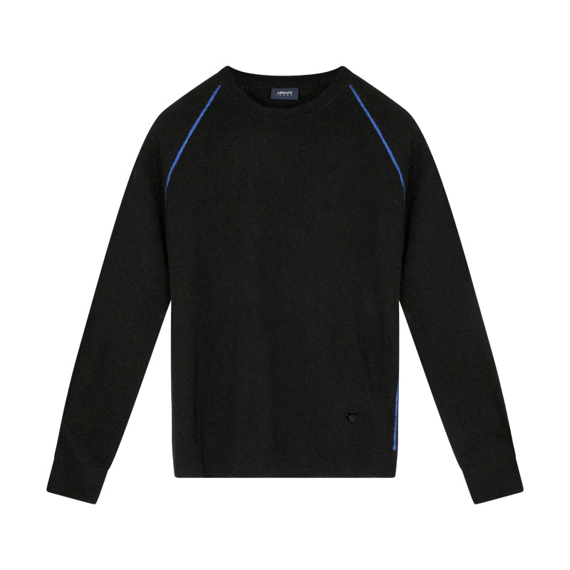 Armani Jeans Wool Cashmere Men's Black Jumper 6Y6MD2 - Small