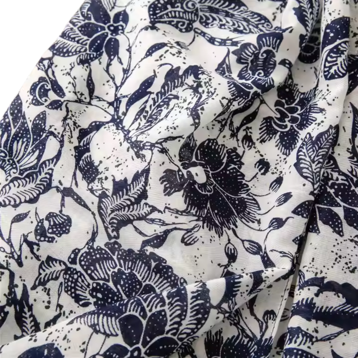 Floral Indigo Tassel Scarf