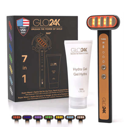 GLO24K 7in1 LED Super Wand + Hydra Gel