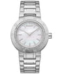 Dkny Women Watch, Silver Color Case, White MOP Dial, Stainless Steel Metal Bracelet, 3 Hands, 5 Atm