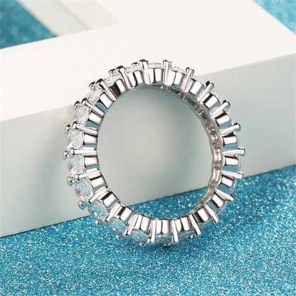 Clear Crystal & Silvertone Oval Band Ring
