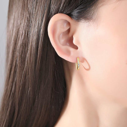 Cubic Zirconia & Goldtone Square Huggie Earrings
