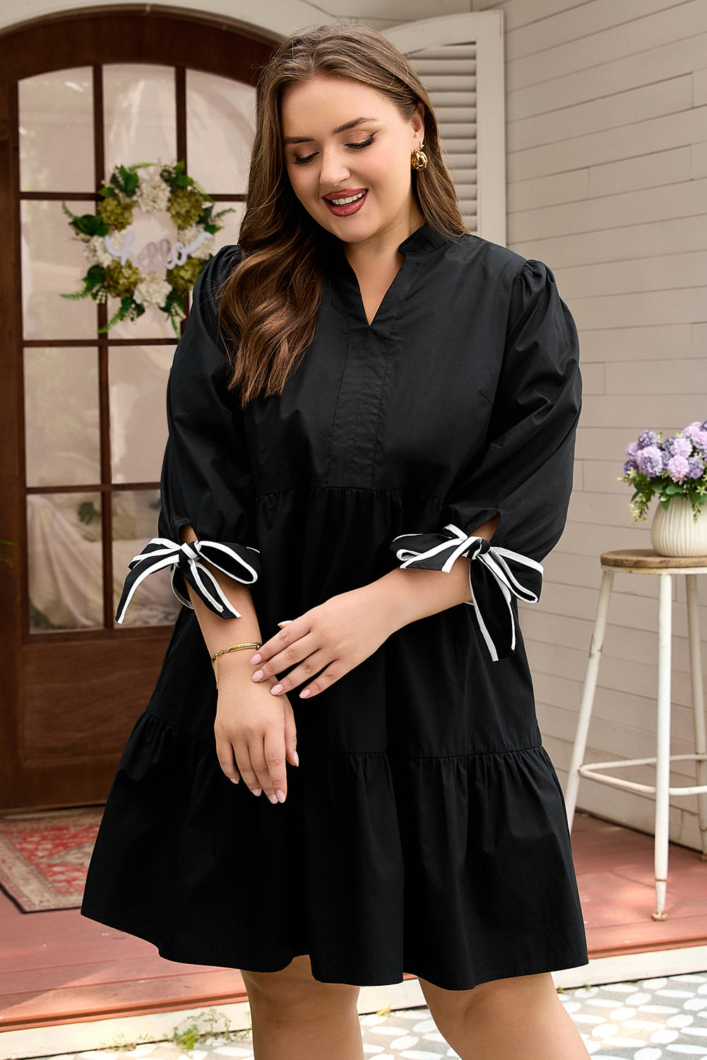 Threaded Pear Dorothy Knot Cuffs Mini PLUS Dress