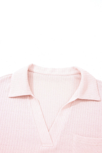 Threaded Pear Marley Light Collared Ribbed Tee