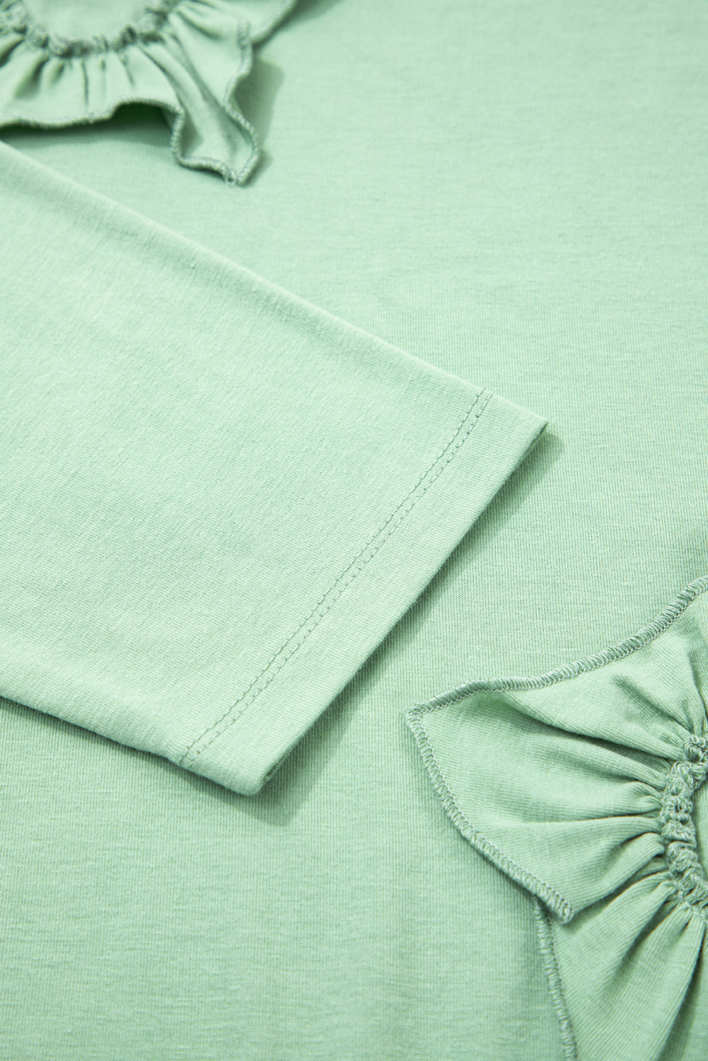 Threaded Pear Grass Green Flower Applique Mineral Wash Plus Size Top