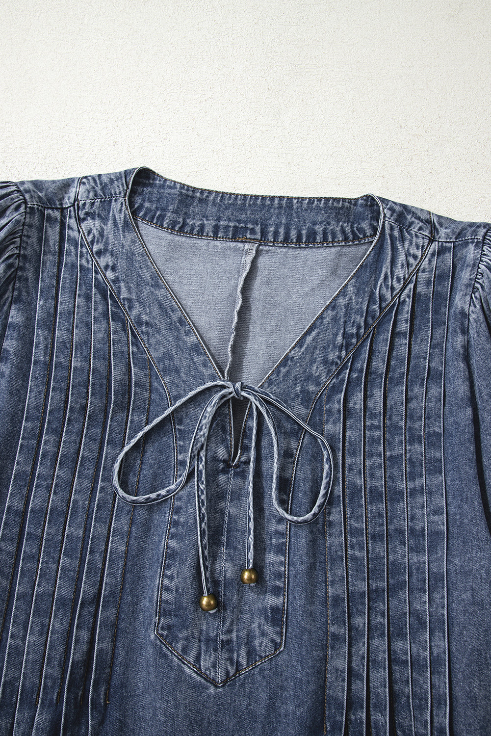 Threaded Pear Autumn Tied Pleated Mini Dress