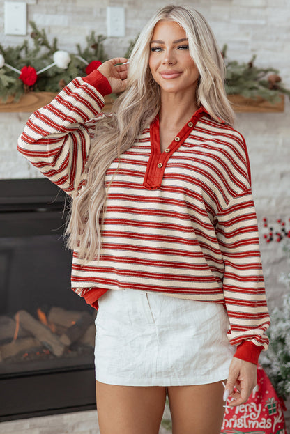 Threaded Pear Kylalara Collared Drop Shoulder Top