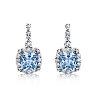 4-Piece Sky Blue Topaz Jewelry Set | 925 Sterling Silver Necklace, Earrings, Ring & Bracelet | Luxurious Gemstone Bridal Set for Women