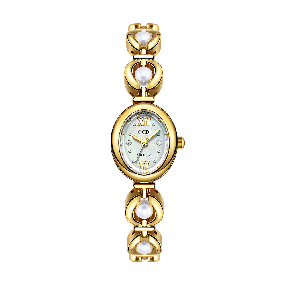 GEDI National Style Emerald Bracelet Watch | Luxury Shell Pearl Women’s Quartz Watch | Niche High-Grade Green Dial Watch | Exquisite Light Luxury Jewelry Watch for Women
