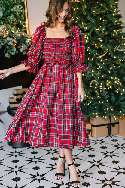 Threaded Pear Jazmin Waist Flared Midi Dress